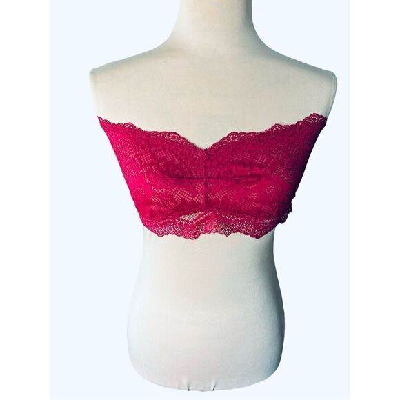 Intimately Free People Women's M Strapless Lace Bandeau Bralette Burgundy Red - Picture 1 of 12